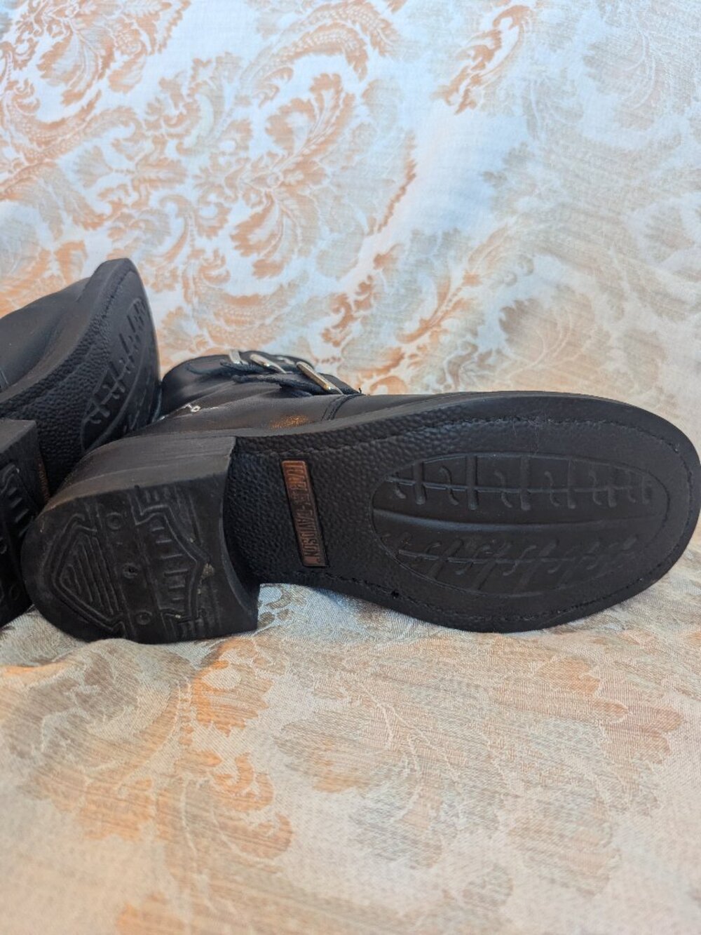 Harley Davidson Motorcycle Black Leather Multi Strap Buckle Square Toe Boots 6.5 - Picture 7 of 10